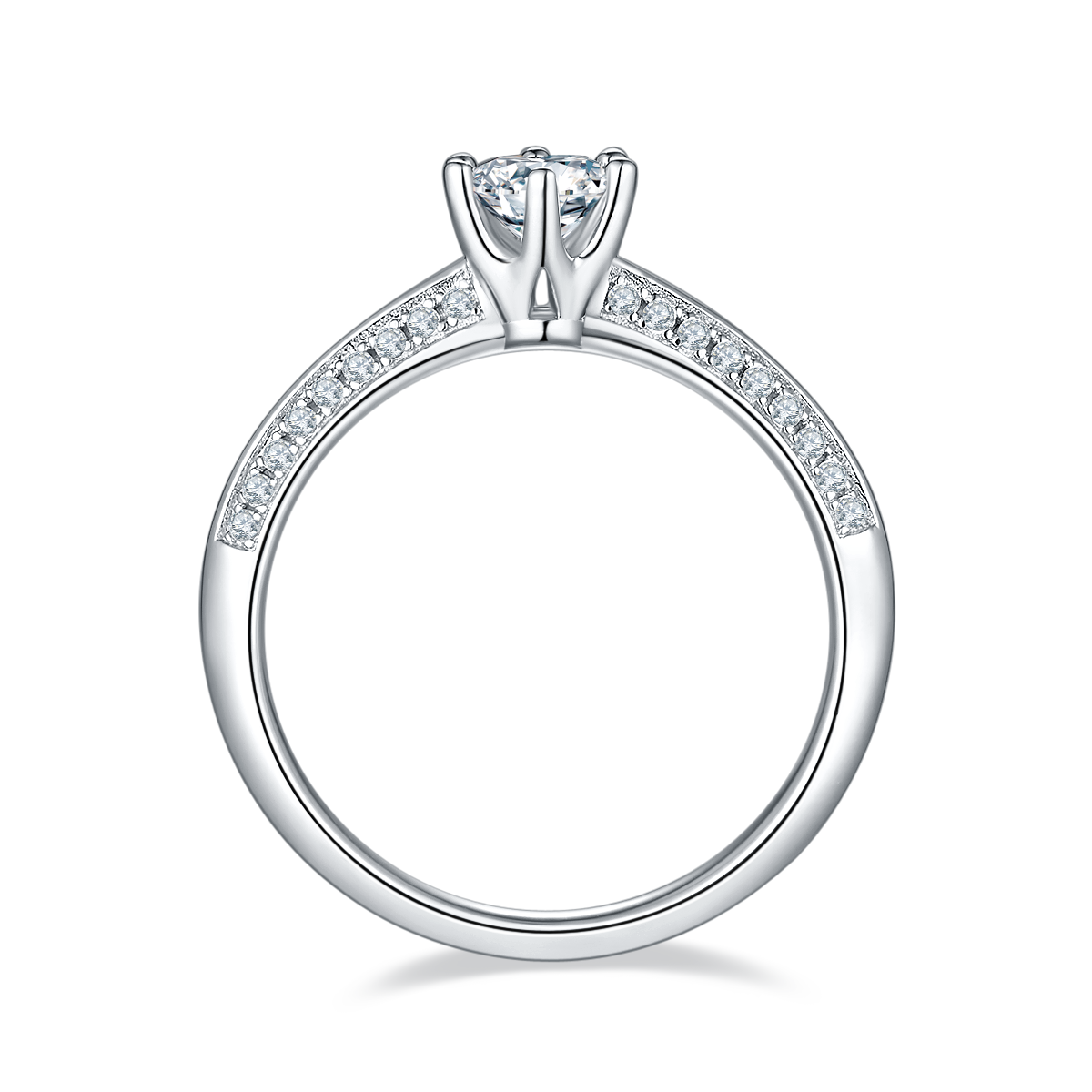 Straight arm luxury inlaid Half Wall Mountain S925 silver plated platinum Moissanite women's ring 50 points D-grade